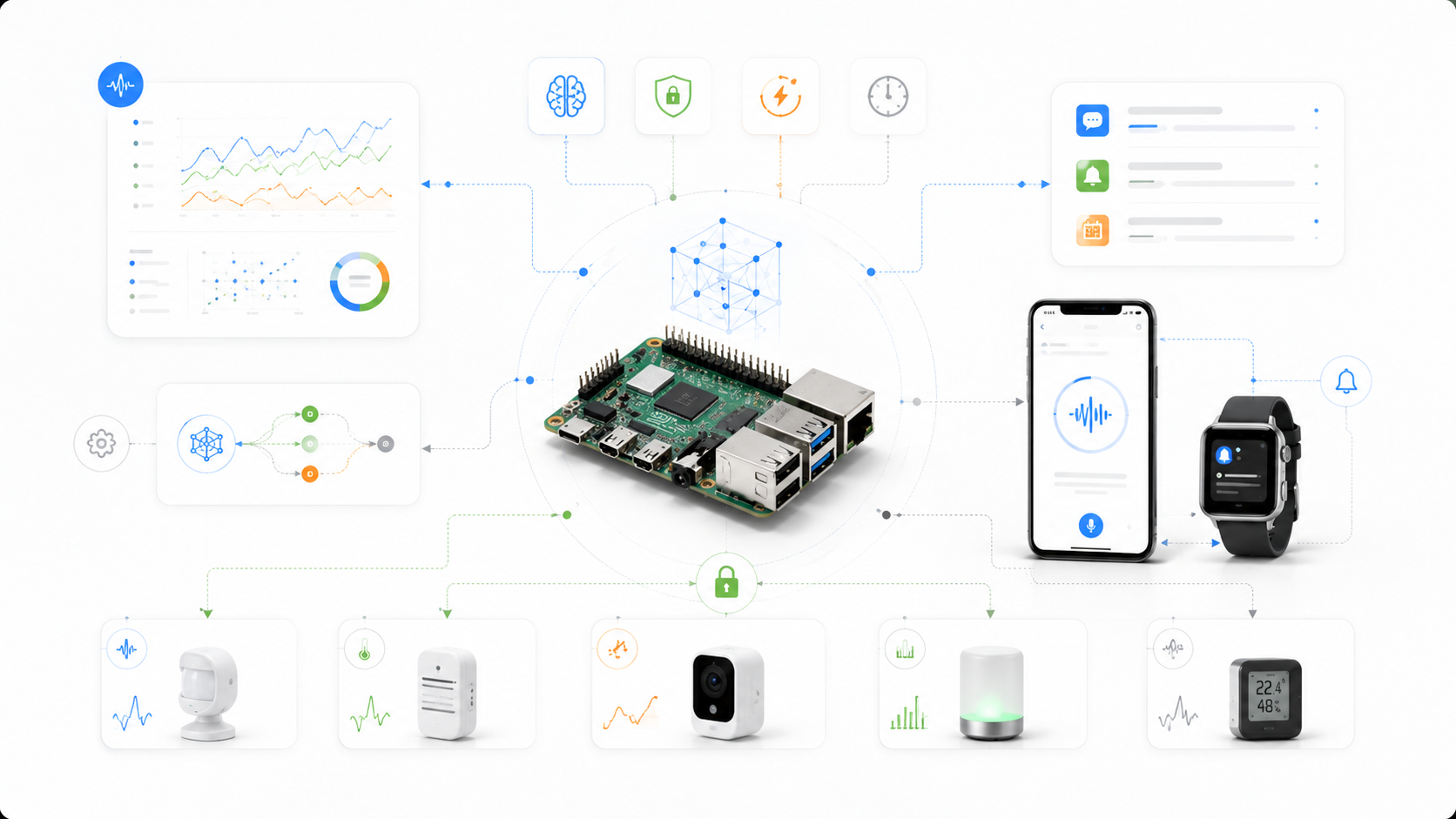 Raspberry Pi processing connected sensors and personal devices at the edge