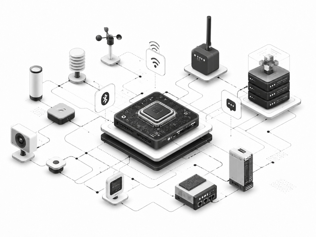 Connected Systems with edge processors, IoT sensors, Bluetooth and telemetry
